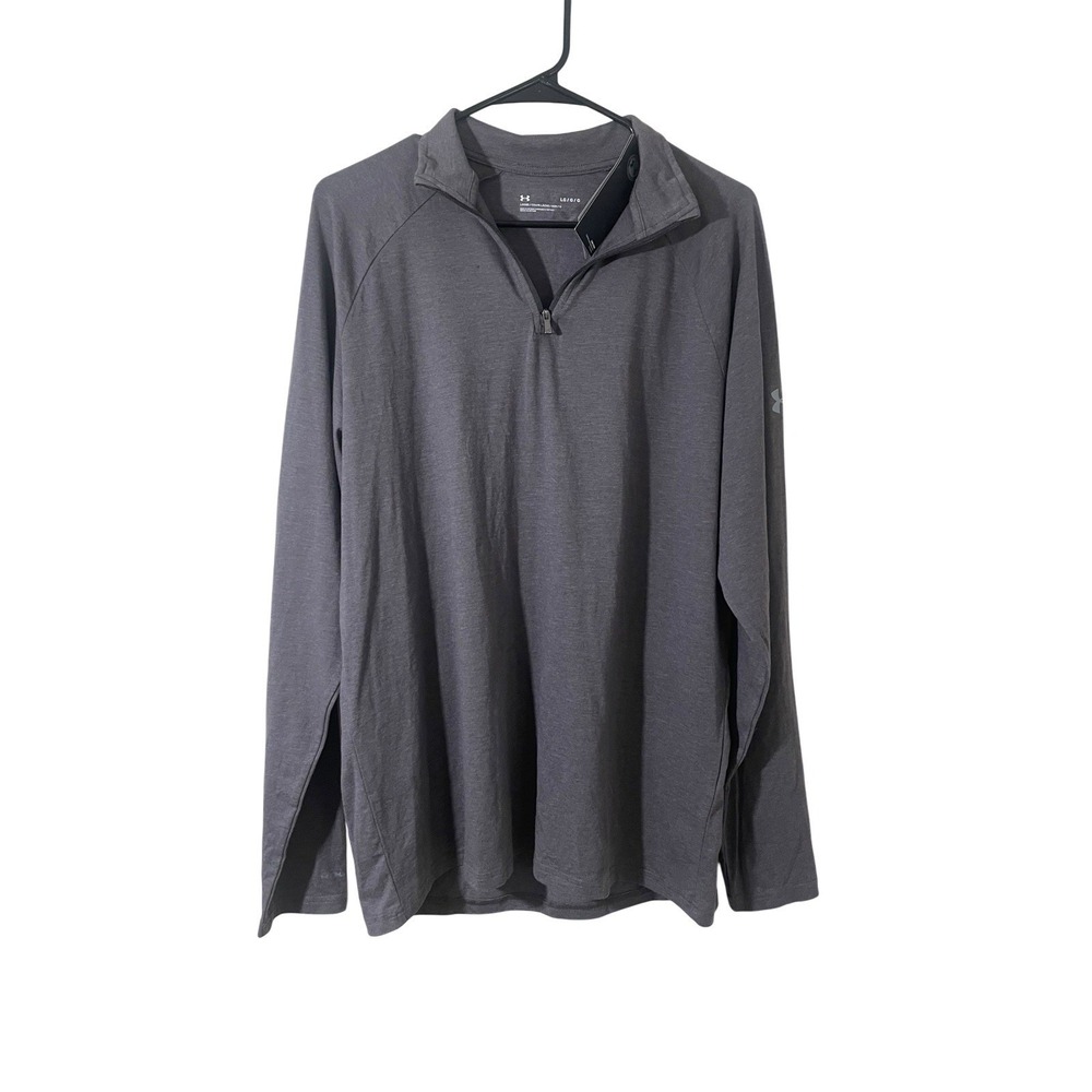 Men's Under Armour Loose Fit Gray Quarter Zip Golf Pull Over Size‎ L Activewear